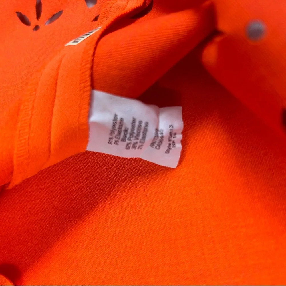 J. Crew bright orange shift dress laser cut